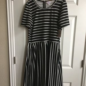 Black/White Stripe Amelia dress by LuLaRoe, sz 2XL
